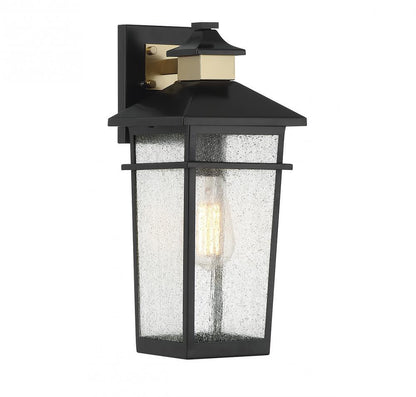 Savoy House Kingsley 1-Light Outdoor Wall Lantern Matte Black with Warm Brass