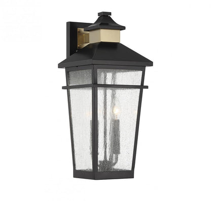 Savoy House Kingsley 2-Light Outdoor Wall Lantern Matte Black with Warm Brass