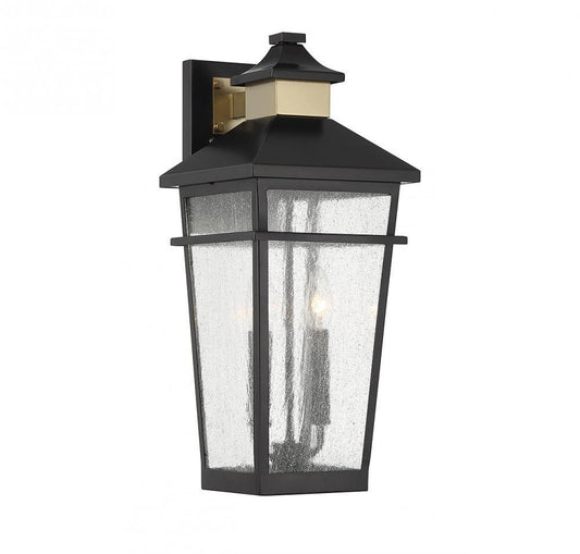 Savoy House Kingsley 2-Light Outdoor Wall Lantern Matte Black with Warm Brass
