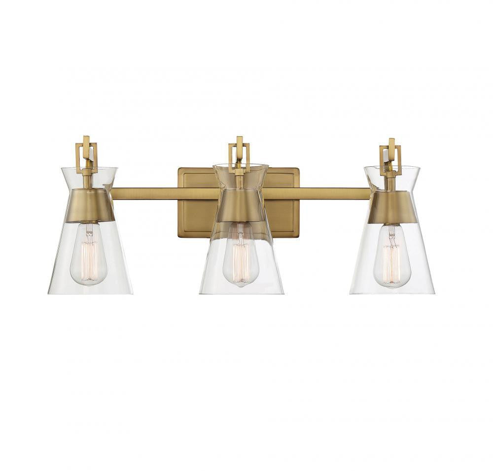 Savoy House Lakewood 3-Light Bath Vanity Warm Brass