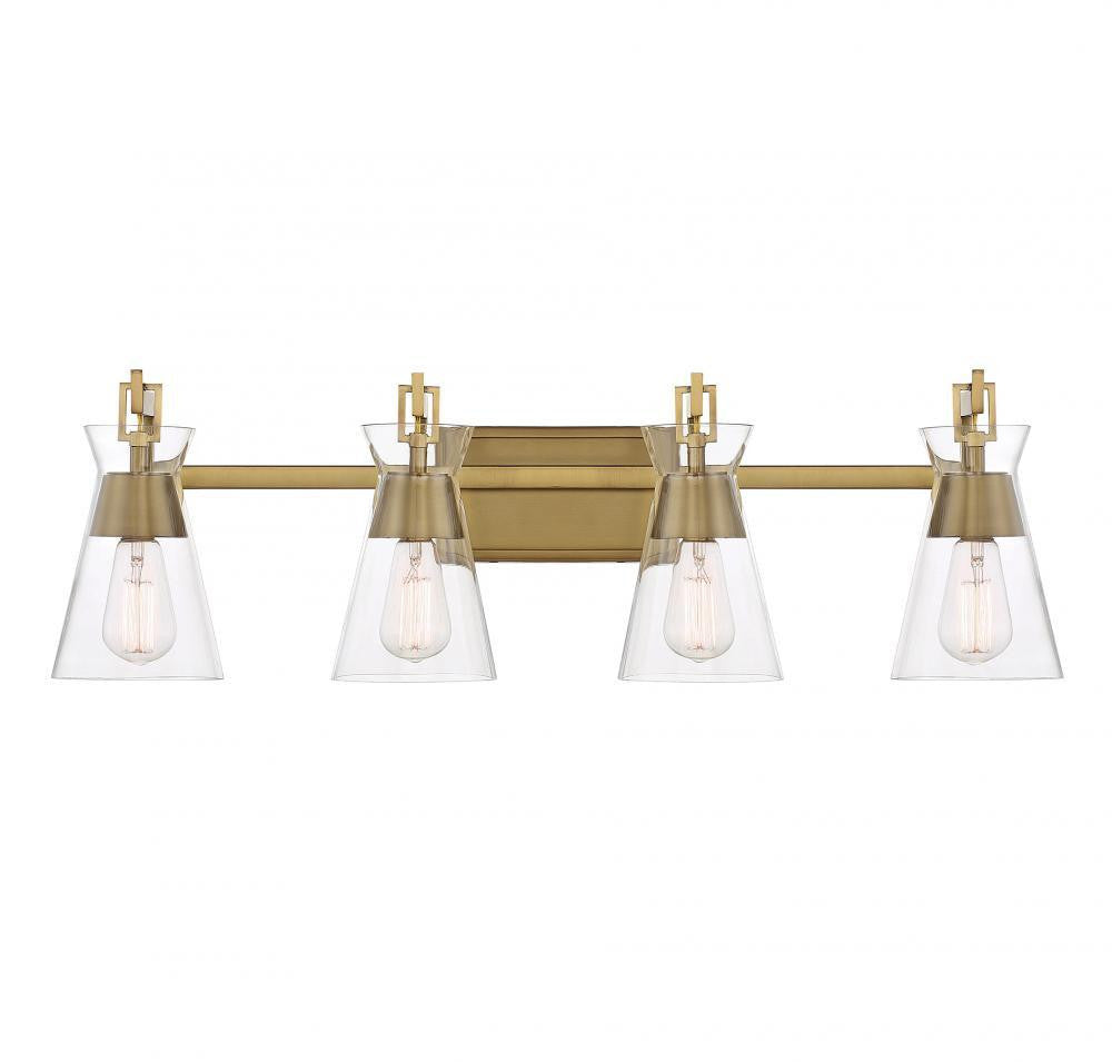 Savoy House Lakewood 4-Light Bath Vanity Warm Brass