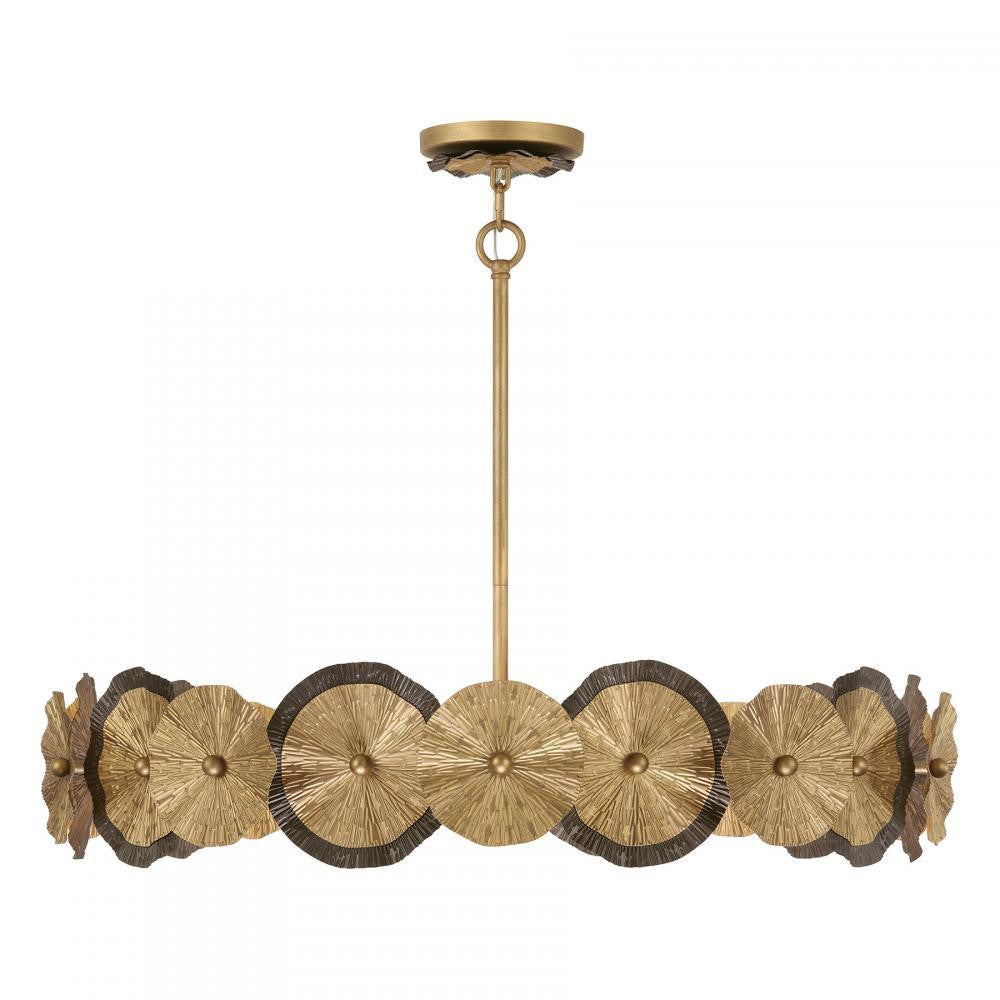 Savoy House Lincoln 5-Light Pendant Distressed Gold and Bronze