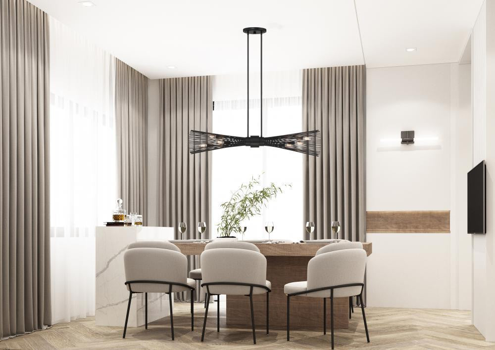 Savoy House Longfellow 6-Light Linear Chandelier in Matte Black, Savoy House 1-9601-6-89 ALWNA