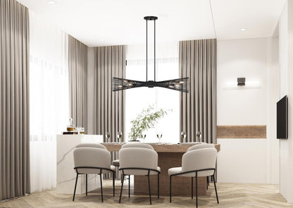 Savoy House Longfellow 6-Light Linear Chandelier in Matte Black, Savoy House 1-9601-6-89 ALWNA