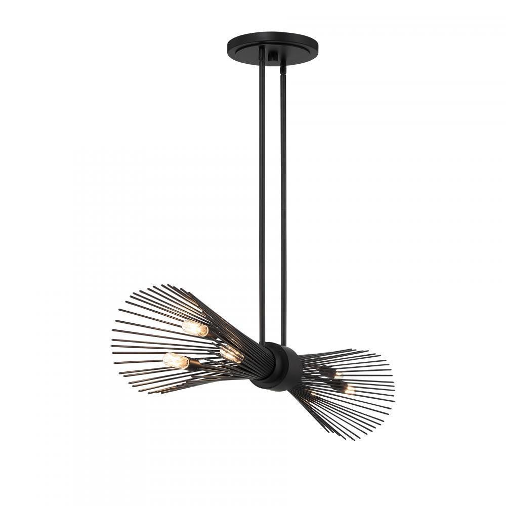 Savoy House Longfellow 6-Light Linear Chandelier in Matte Black, Savoy House 1-9601-6-89 ALWNA