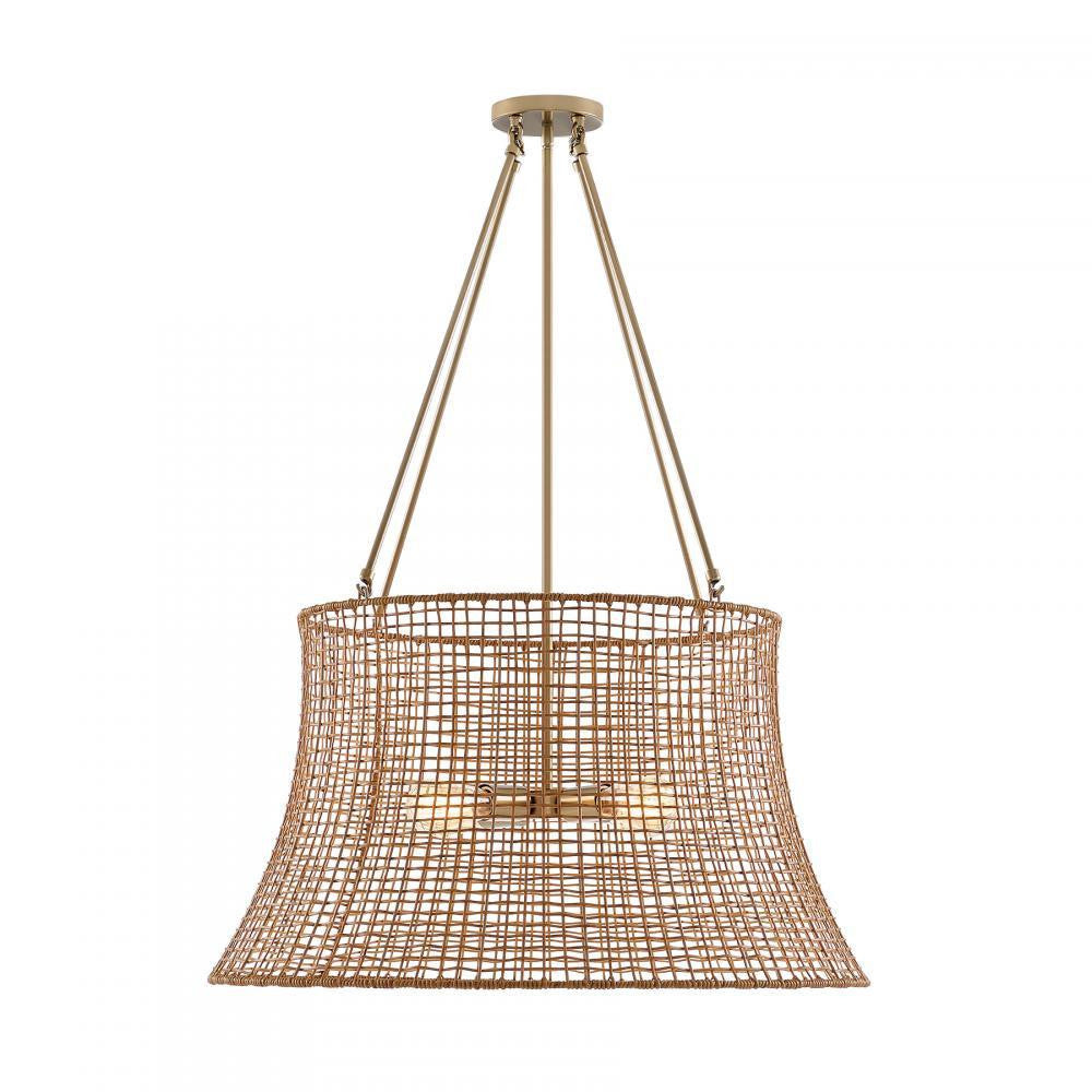 Savoy House Longleaf 4-Light Outdoor Chandelier Burnished Brass