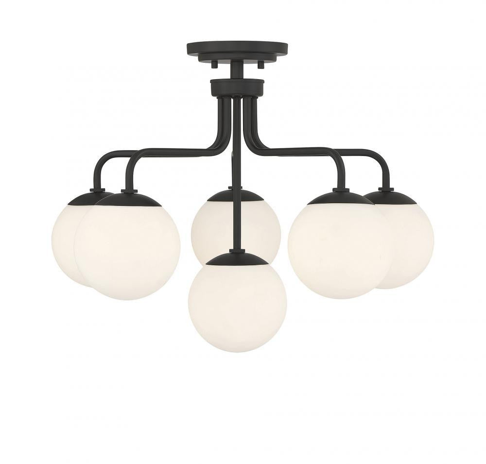 Savoy House Marco 6-Light Semi-Flush Mount Matte Black