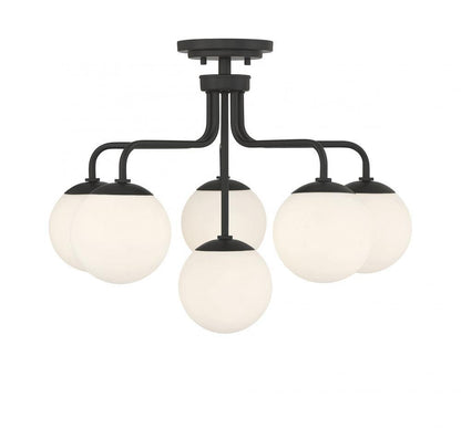 Savoy House Marco 6-Light Semi-Flush Mount Matte Black