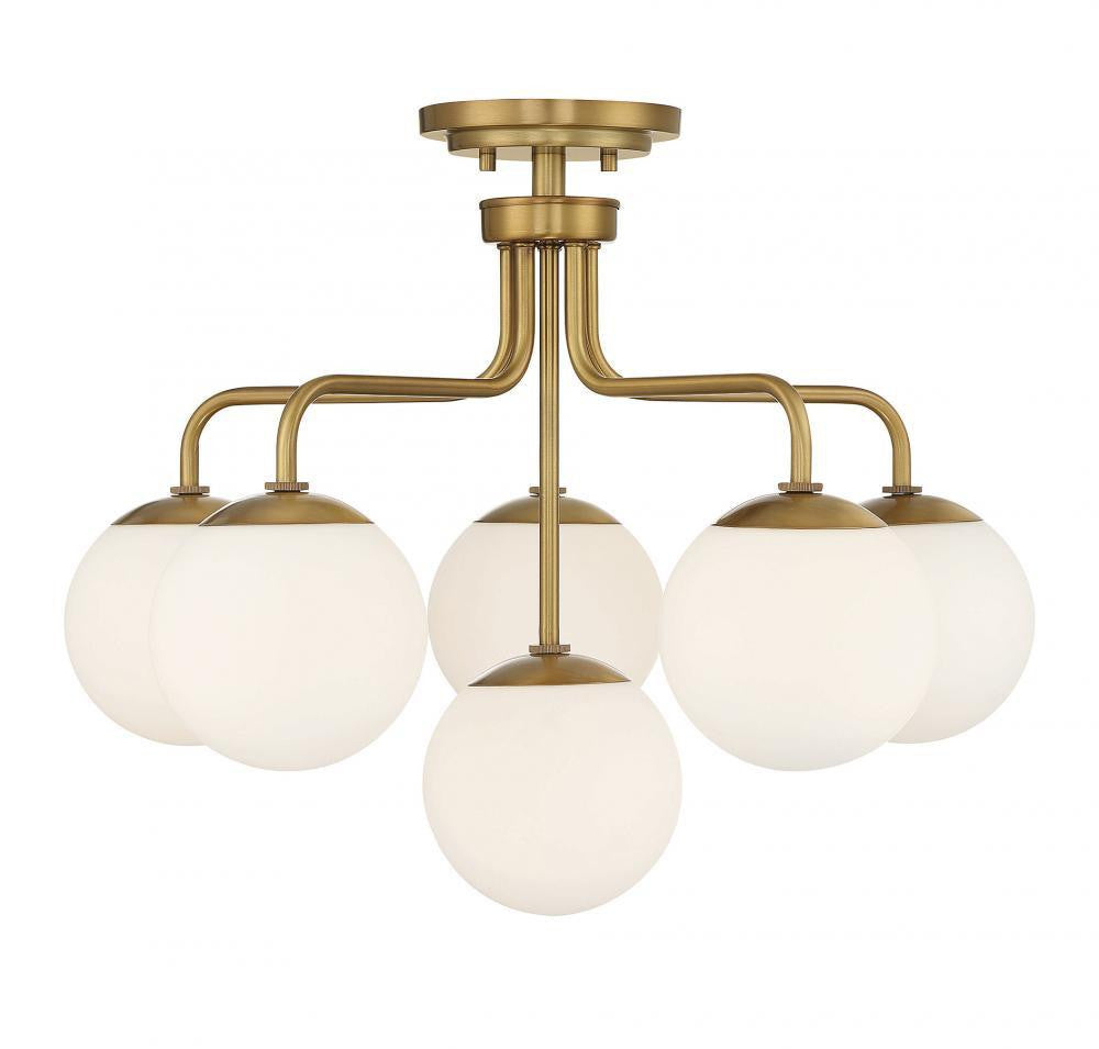 Savoy House Marco 6-Light Semi-Flush Mount Warm Brass