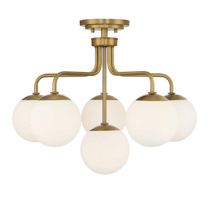 Savoy House Marco 6-Light Semi-Flush Mount Warm Brass