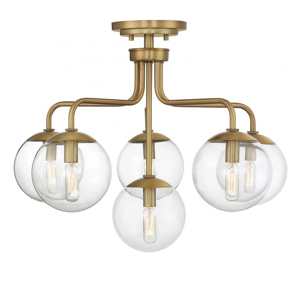Savoy House Marco 6-Light Semi-Flush Mount Warm Brass