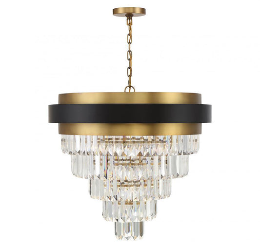Savoy House Marquise 9-Light Chandelier Matte Black with Warm Brass Accents