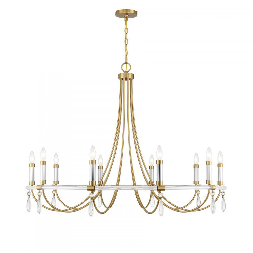 Savoy House Mayfair 10-Light Chandelier Warm Brass and Chrome