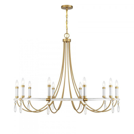 Savoy House Mayfair 10-Light Chandelier Warm Brass and Chrome