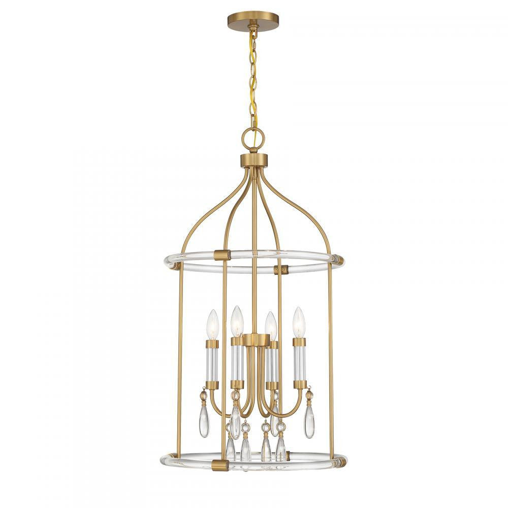 Savoy House Mayfair 4-Light Pendant Warm Brass and Chrome