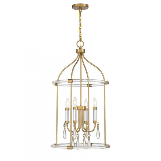 Savoy House Mayfair 4-Light Pendant Warm Brass and Chrome