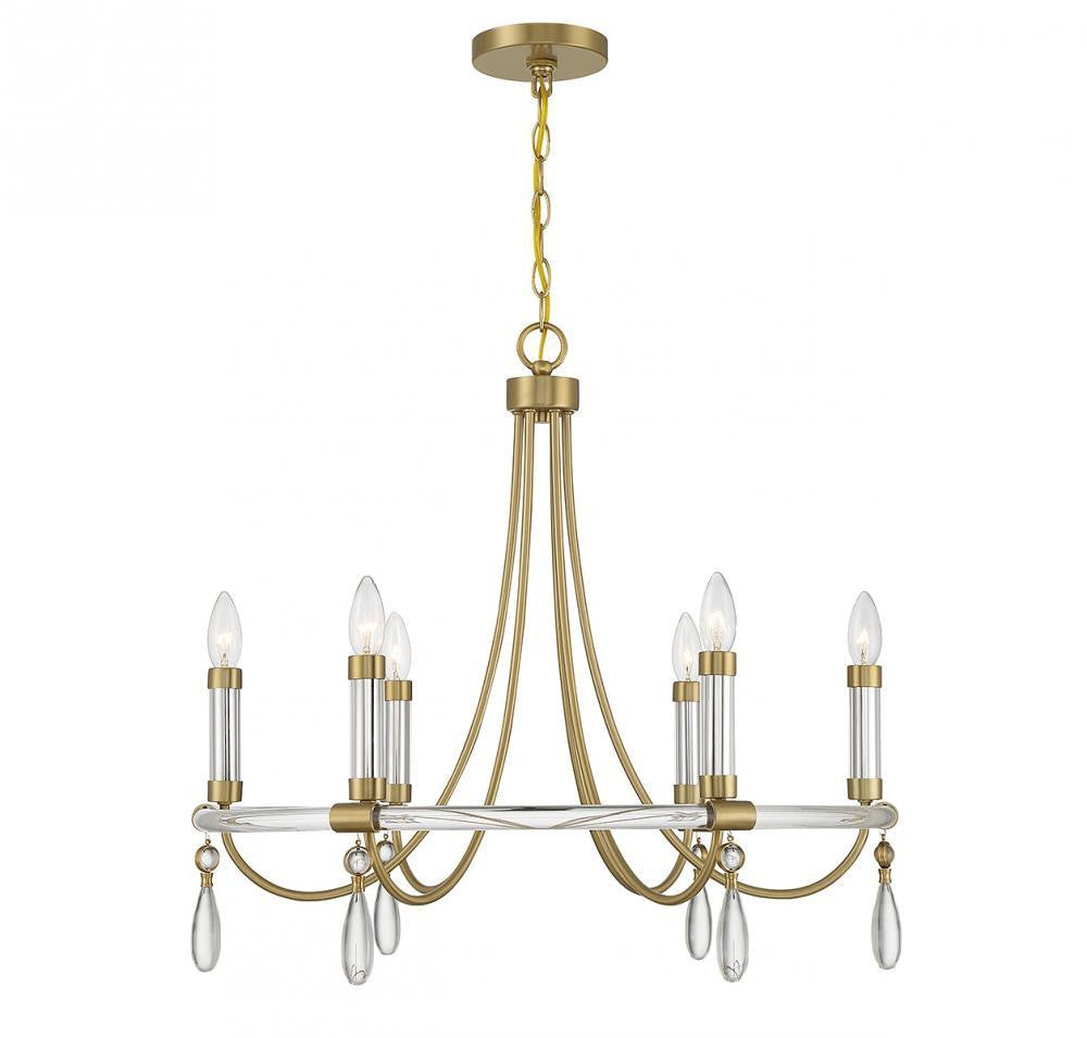 Savoy House Mayfair 6-Light Chandelier Warm Brass and Chrome