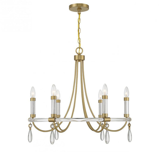 Savoy House Mayfair 6-Light Chandelier Warm Brass and Chrome
