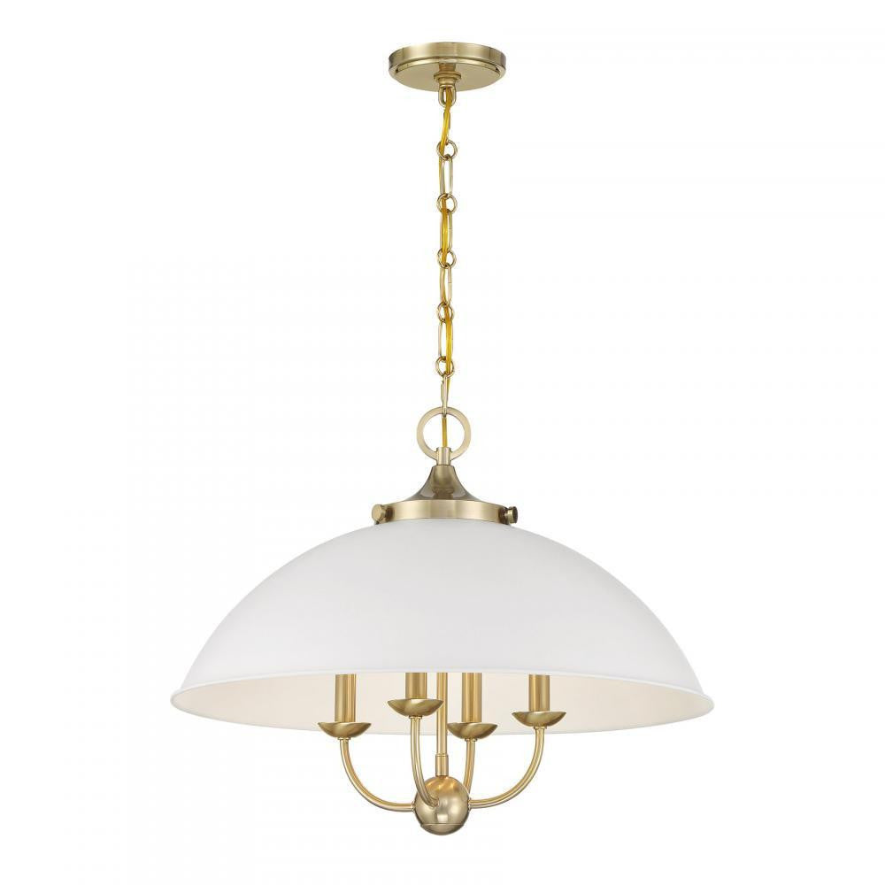 Savoy House Monterey 4-Light Pendant White and Warm Brass