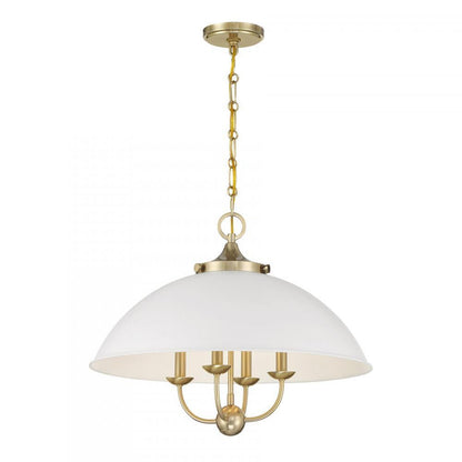 Savoy House Monterey 4-Light Pendant White and Warm Brass