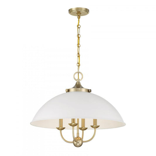 Savoy House Monterey 4-Light Pendant White and Warm Brass
