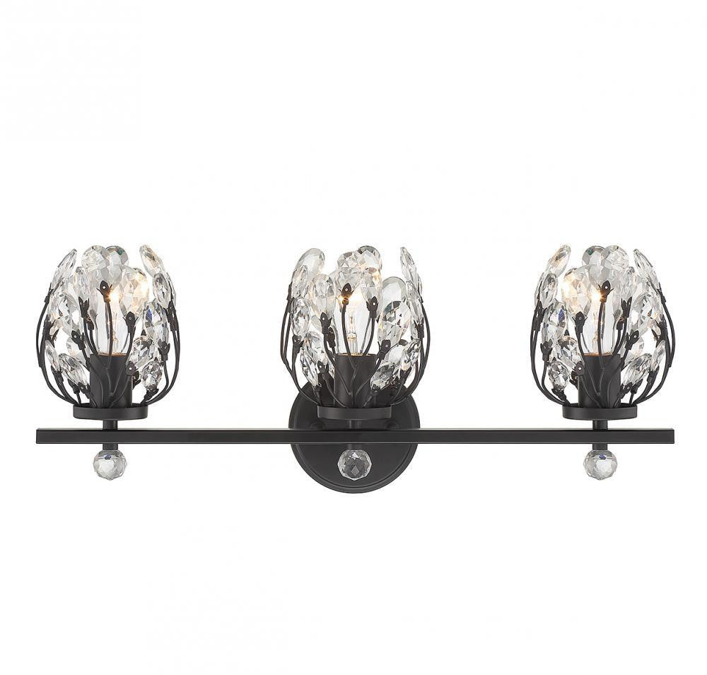 Savoy House Moreno Bathroom Vanity Light, 3-Light, Matte Black, 23.5"W (8-6601-3-BK ALTNJ)