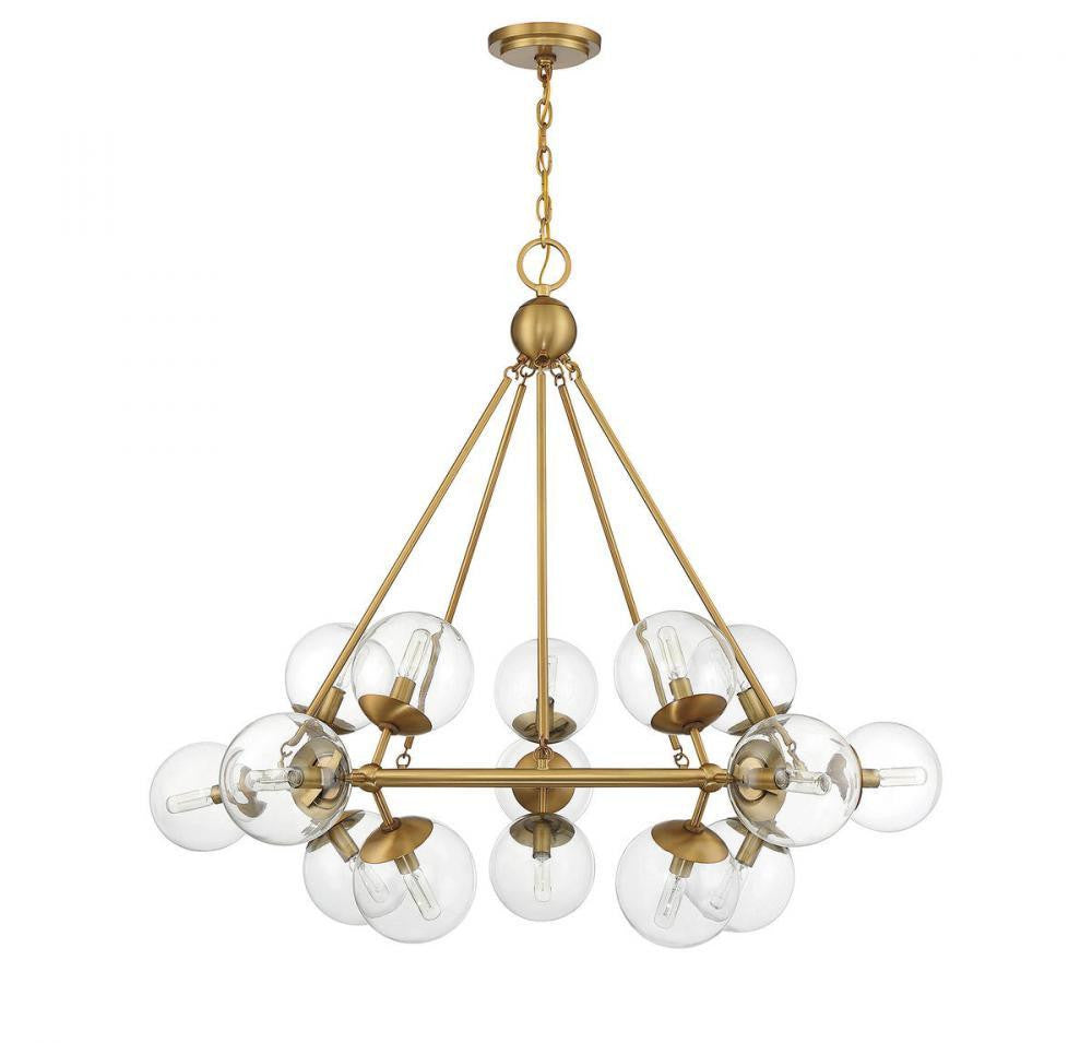 Savoy House Orion 15-Light Chandelier Warm Brass