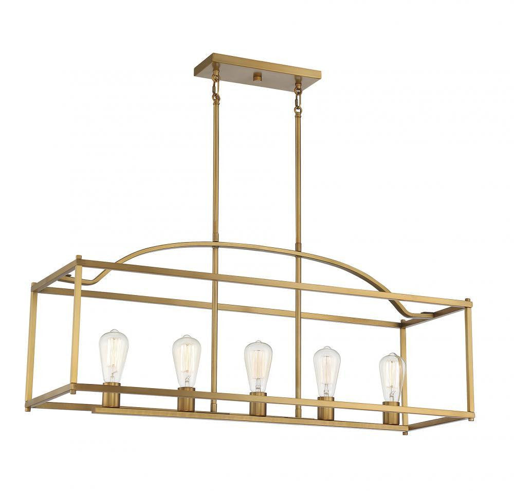 Savoy House Palladian Linear Chandelier, 5-Light, Warm Brass, 12"W (1-190-5-322 AHVWT)