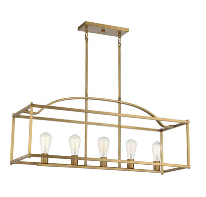 Savoy House Palladian Linear Chandelier, 5-Light, Warm Brass, 12"W (1-190-5-322 AHVWT)