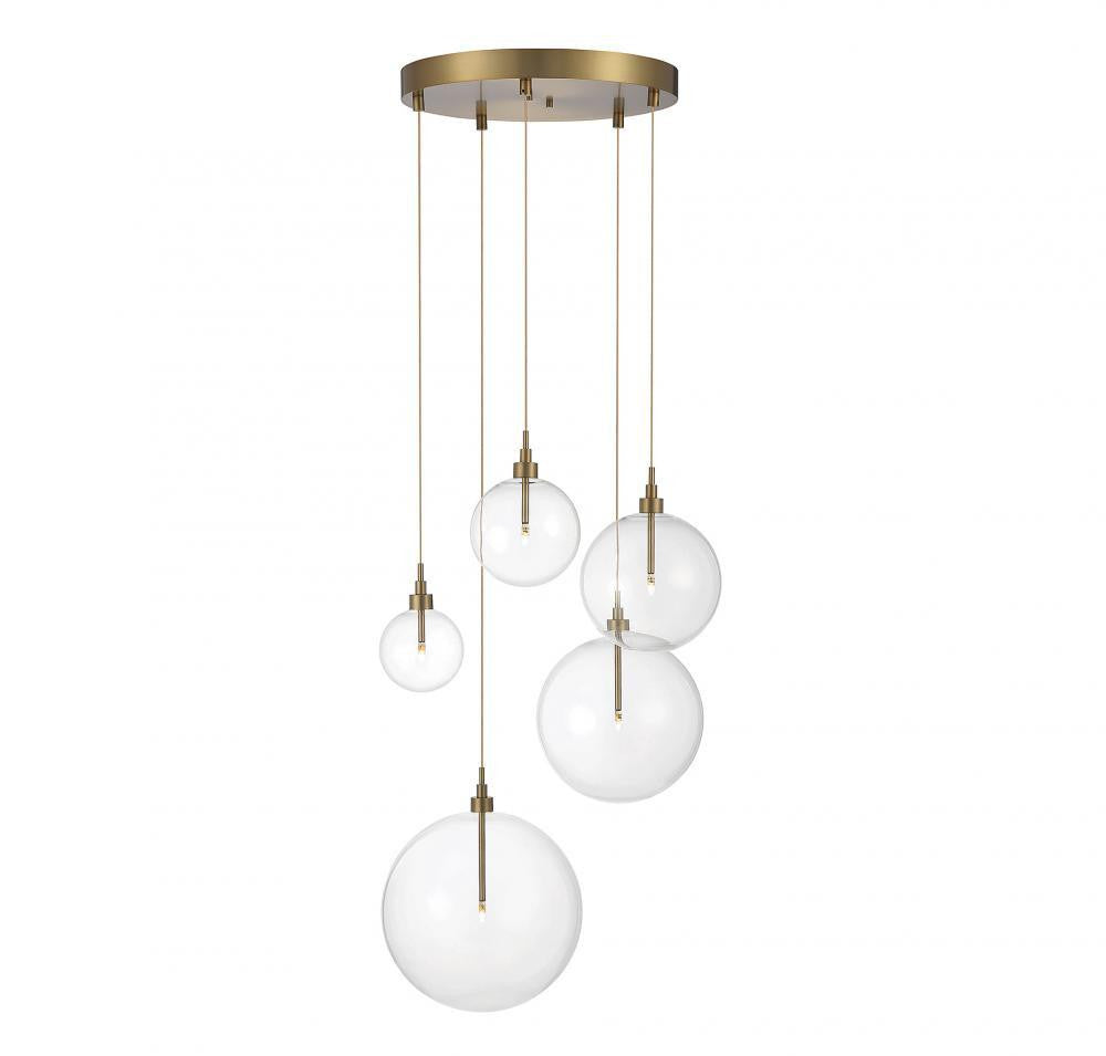 Savoy House Meridian 5-Light Pendant Brass