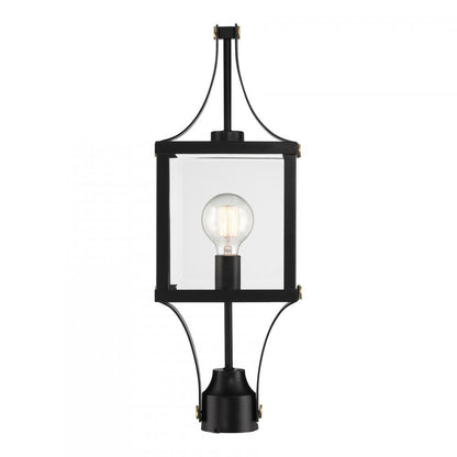 Savoy House Raeburn 1-Light Outdoor Post Lantern Matte Black and Weathered Brushed Brass