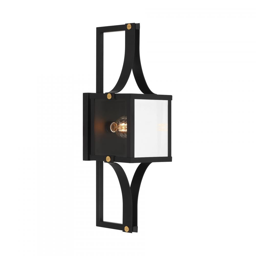 Savoy House Raeburn 1-Light Outdoor Wall Lantern in Matte Black and Weathered Brushed Brass, Savoy House 5-472-144 ALXK7