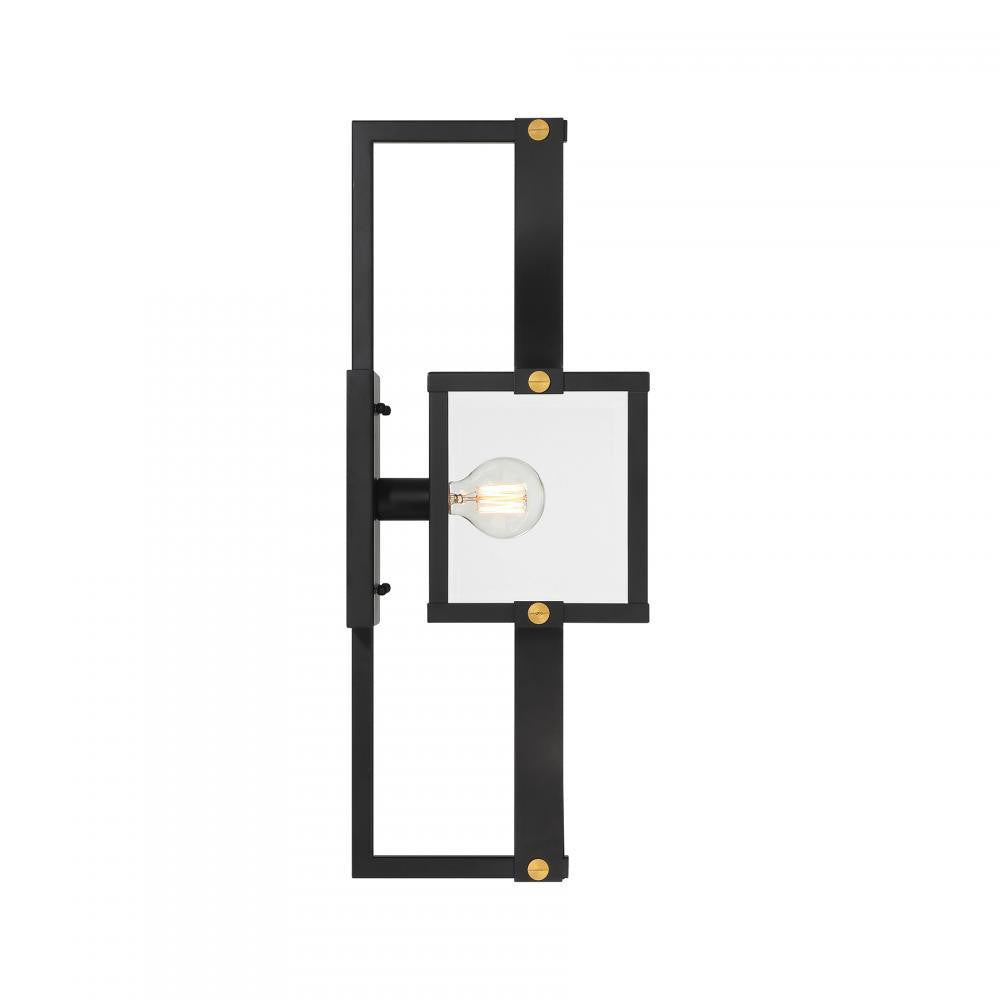 Savoy House Raeburn 1-Light Outdoor Wall Lantern in Matte Black and Weathered Brushed Brass, Savoy House 5-472-144 ALXK7