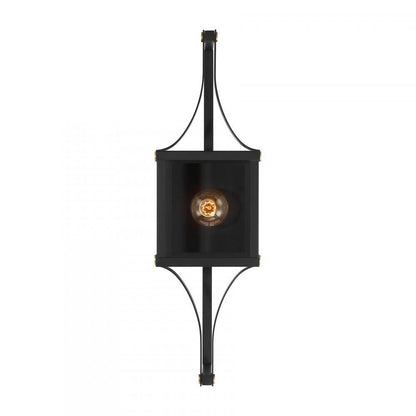 Savoy House Raeburn 1-Light Outdoor Wall Lantern Matte Black and Weathered Brushed Brass