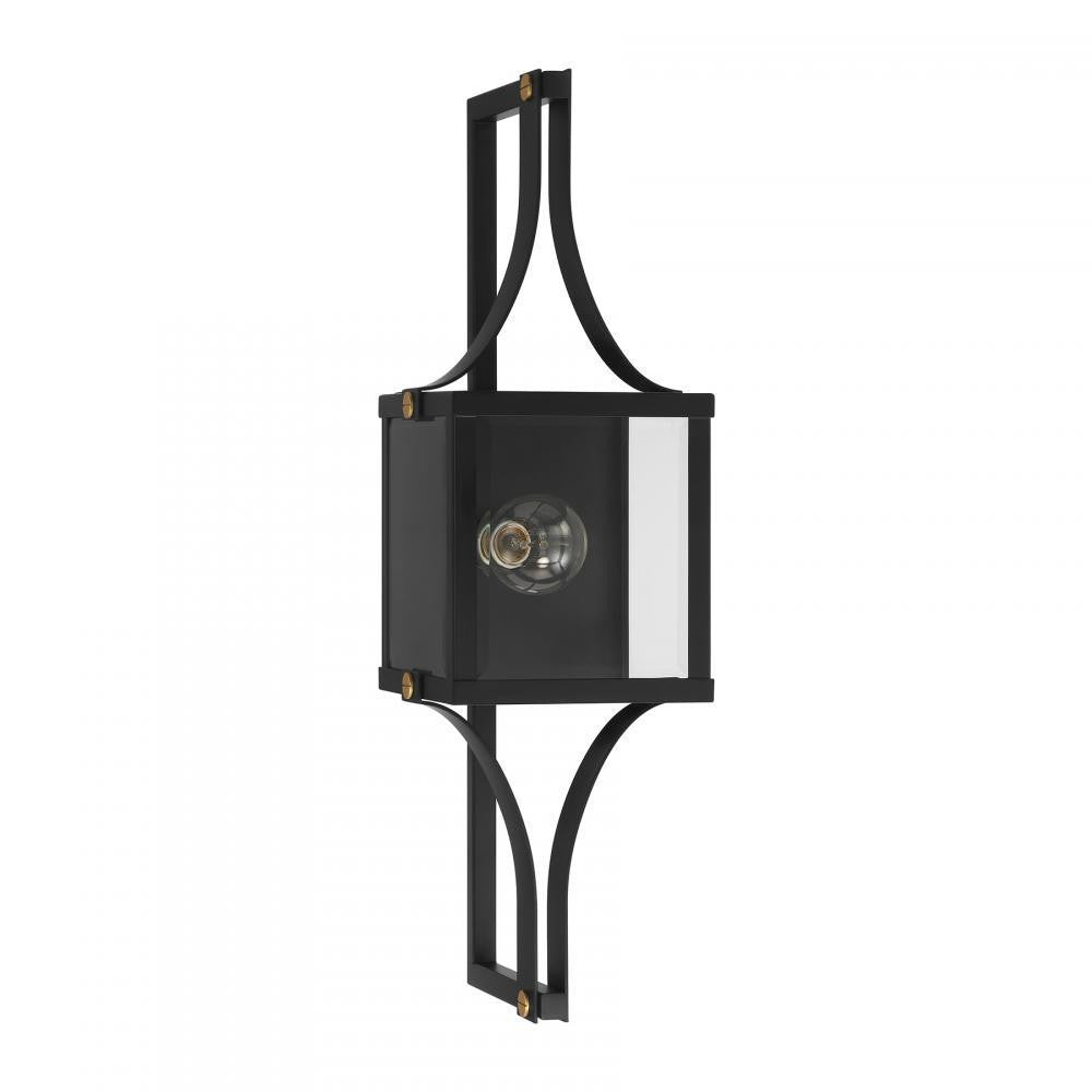 Savoy House Raeburn 1-Light Outdoor Wall Lantern in Matte Black and Weathered Brushed Brass, Savoy House 5-472-144 ALXK7