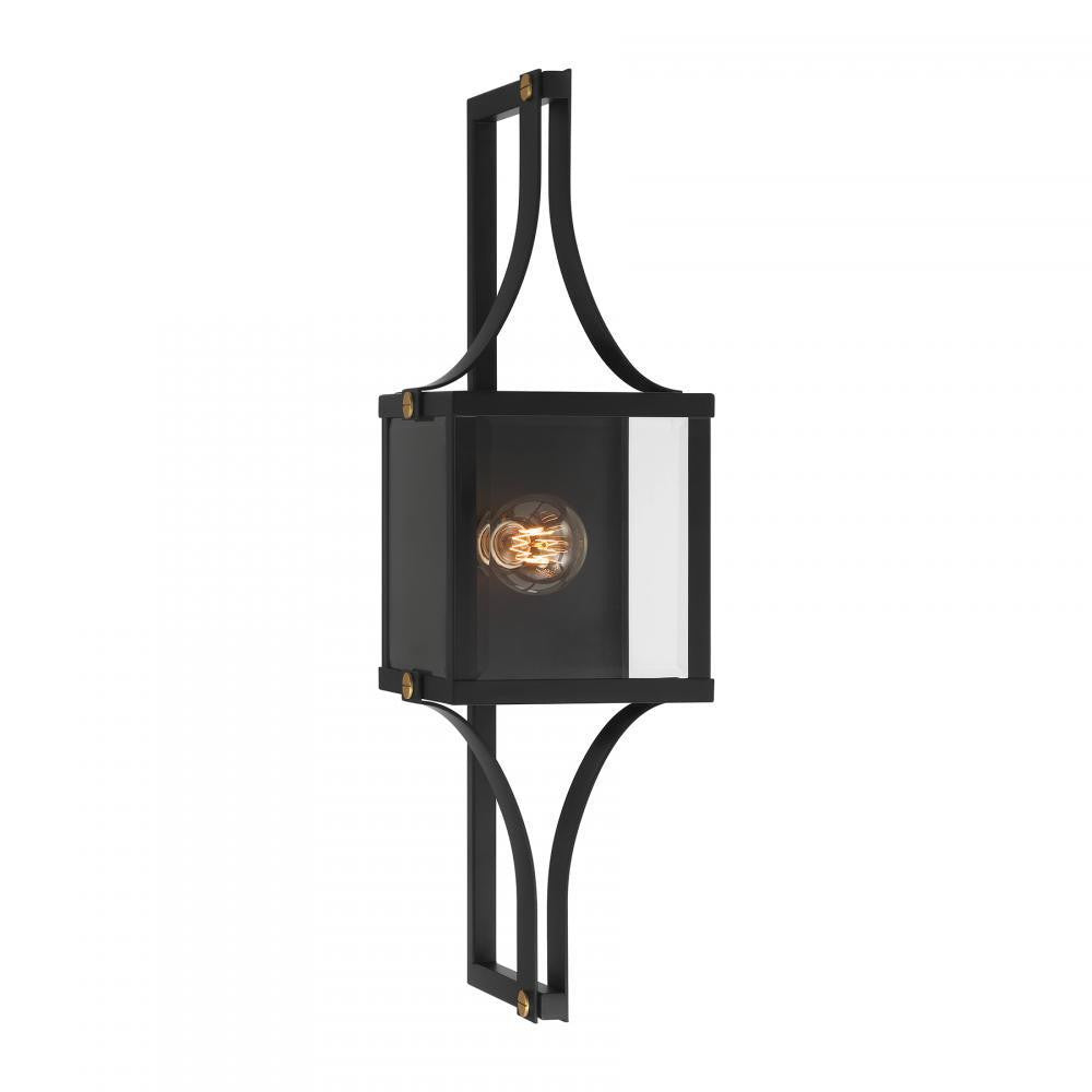 Savoy House Raeburn 1-Light Outdoor Wall Lantern in Matte Black and Weathered Brushed Brass, Savoy House 5-472-144 ALXK7