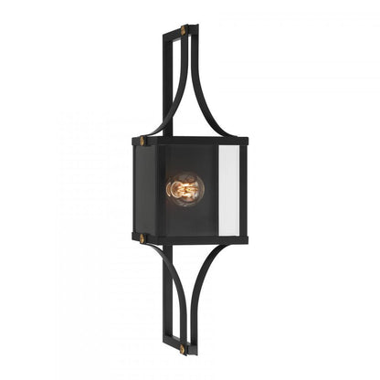Savoy House Raeburn 1-Light Outdoor Wall Lantern in Matte Black and Weathered Brushed Brass, Savoy House 5-472-144 ALXK7