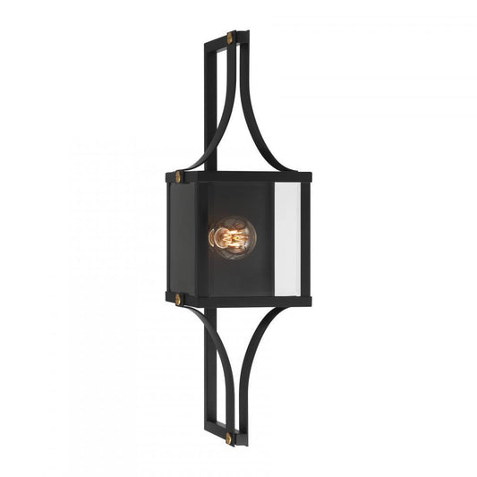 Savoy House Raeburn 1-Light Outdoor Wall Lantern in Matte Black and Weathered Brushed Brass, Savoy House 5-472-144 ALXK7