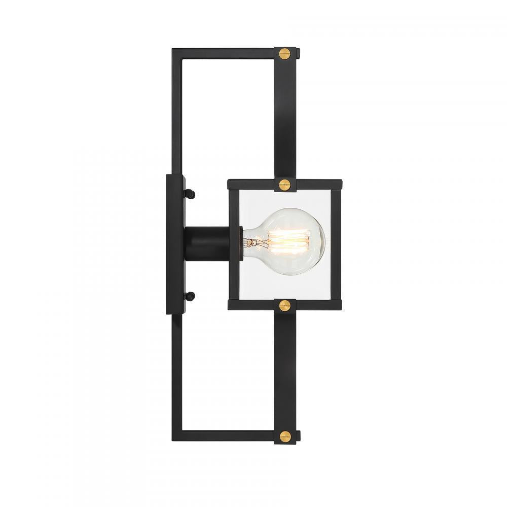Savoy House Raeburn 1-Light Outdoor Wall Lantern in Matte Black and Weathered Brushed Brass, Savoy House 5-473-144 ALXK8