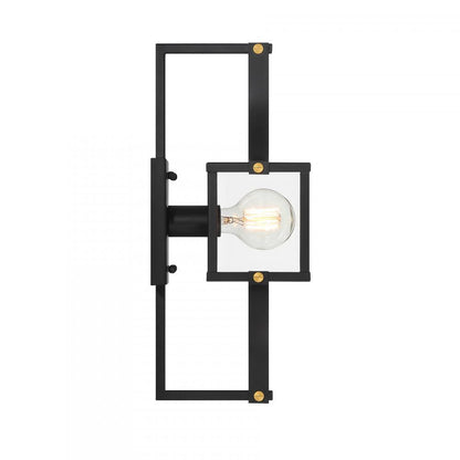 Savoy House Raeburn 1-Light Outdoor Wall Lantern in Matte Black and Weathered Brushed Brass, Savoy House 5-473-144 ALXK8