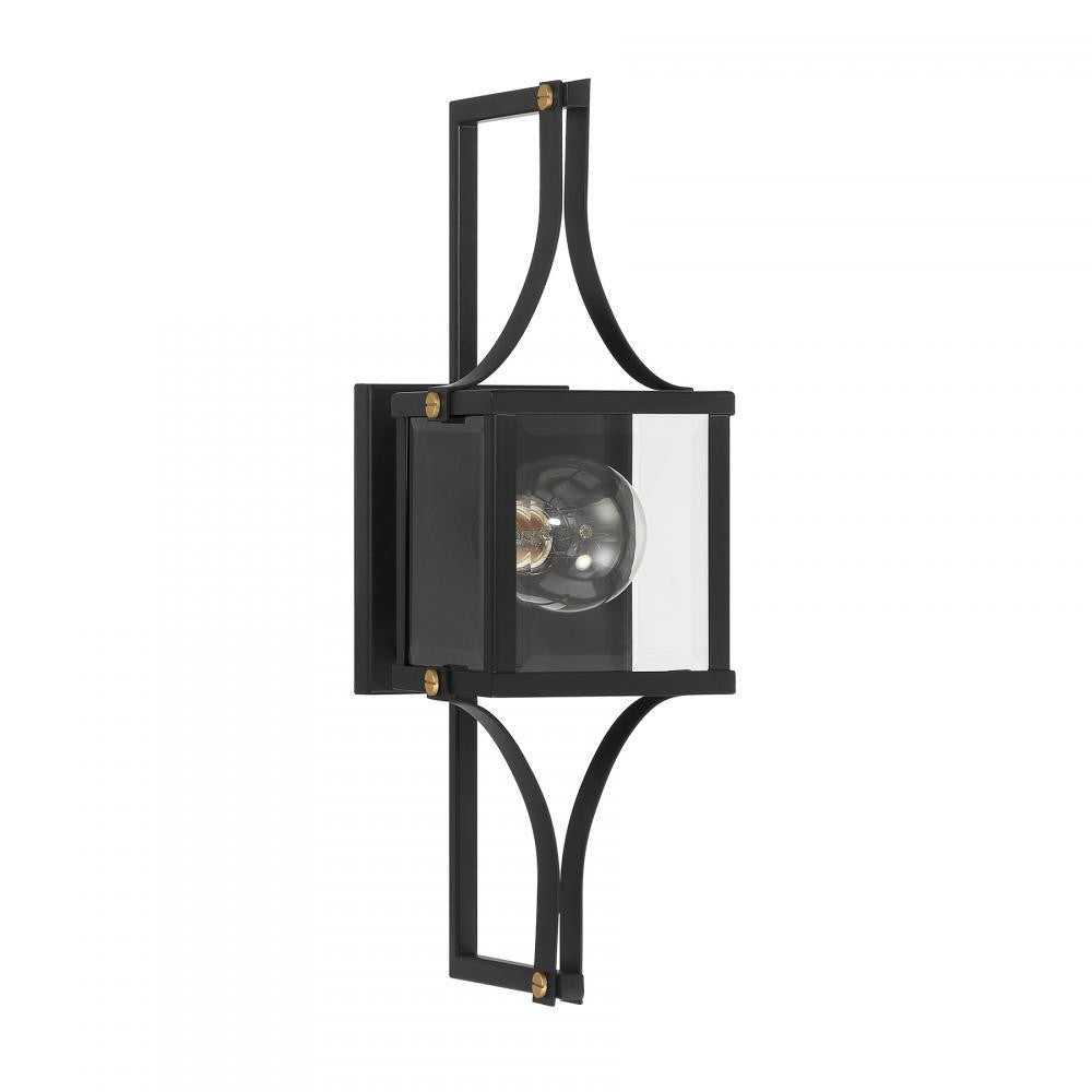 Savoy House Raeburn 1-Light Outdoor Wall Lantern in Matte Black and Weathered Brushed Brass, Savoy House 5-473-144 ALXK8