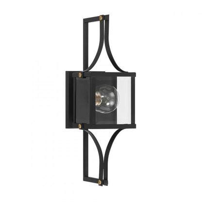Savoy House Raeburn 1-Light Outdoor Wall Lantern in Matte Black and Weathered Brushed Brass, Savoy House 5-473-144 ALXK8