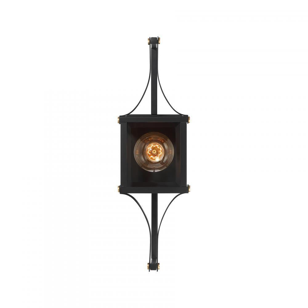 Savoy House Raeburn 1-Light Outdoor Wall Lantern in Matte Black and Weathered Brushed Brass, Savoy House 5-473-144 ALXK8