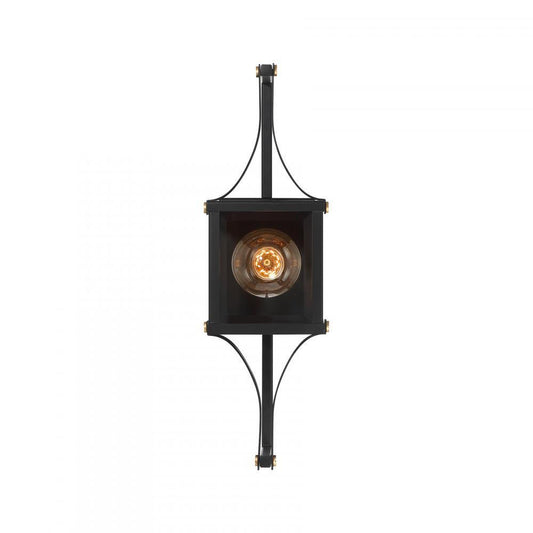 Savoy House Raeburn 1-Light Outdoor Wall Lantern in Matte Black and Weathered Brushed Brass, Savoy House 5-473-144 ALXK8
