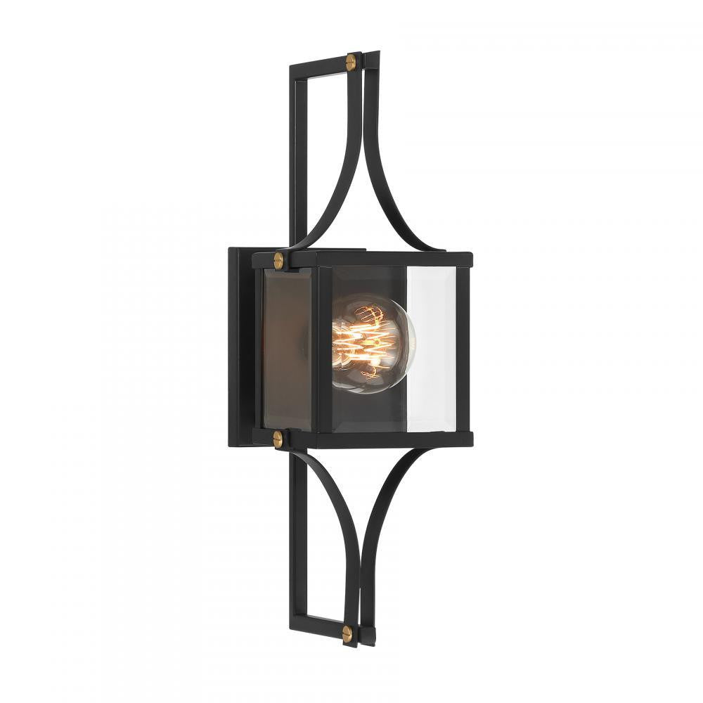 Savoy House Raeburn 1-Light Outdoor Wall Lantern Matte Black and Weathered Brushed Brass