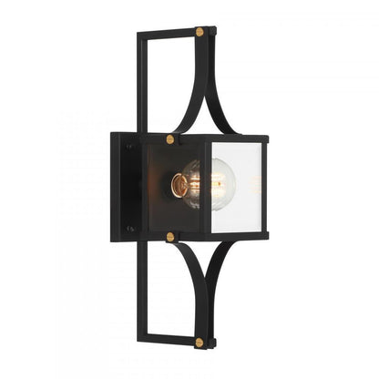 Savoy House Raeburn 1-Light Outdoor Wall Lantern in Matte Black and Weathered Brushed Brass, Savoy House 5-473-144 ALXK8