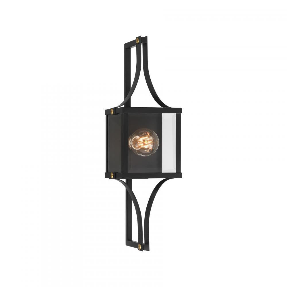 Savoy House Raeburn 1-Light Outdoor Wall Lantern in Matte Black and Weathered Brushed Brass, Savoy House 5-474-144 ALXK9