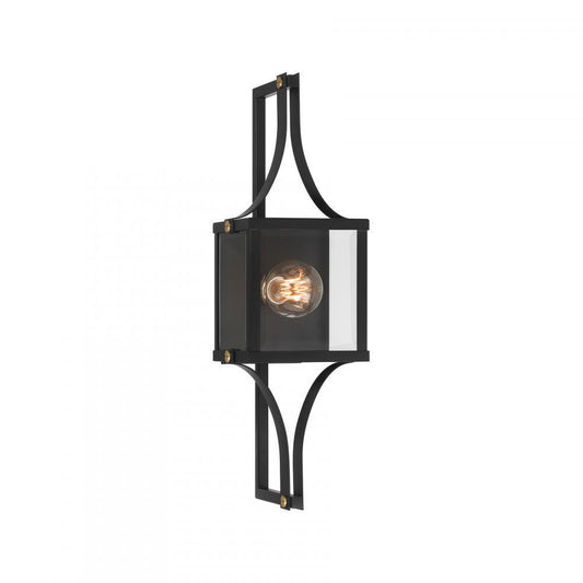 Savoy House Raeburn 1-Light Outdoor Wall Lantern in Matte Black and Weathered Brushed Brass, Savoy House 5-474-144 ALXK9