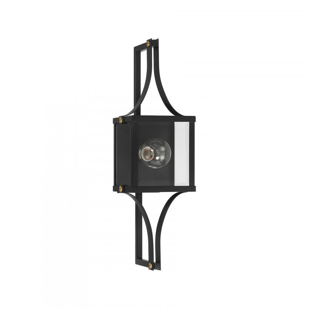 Savoy House Raeburn 1-Light Outdoor Wall Lantern in Matte Black and Weathered Brushed Brass, Savoy House 5-474-144 ALXK9