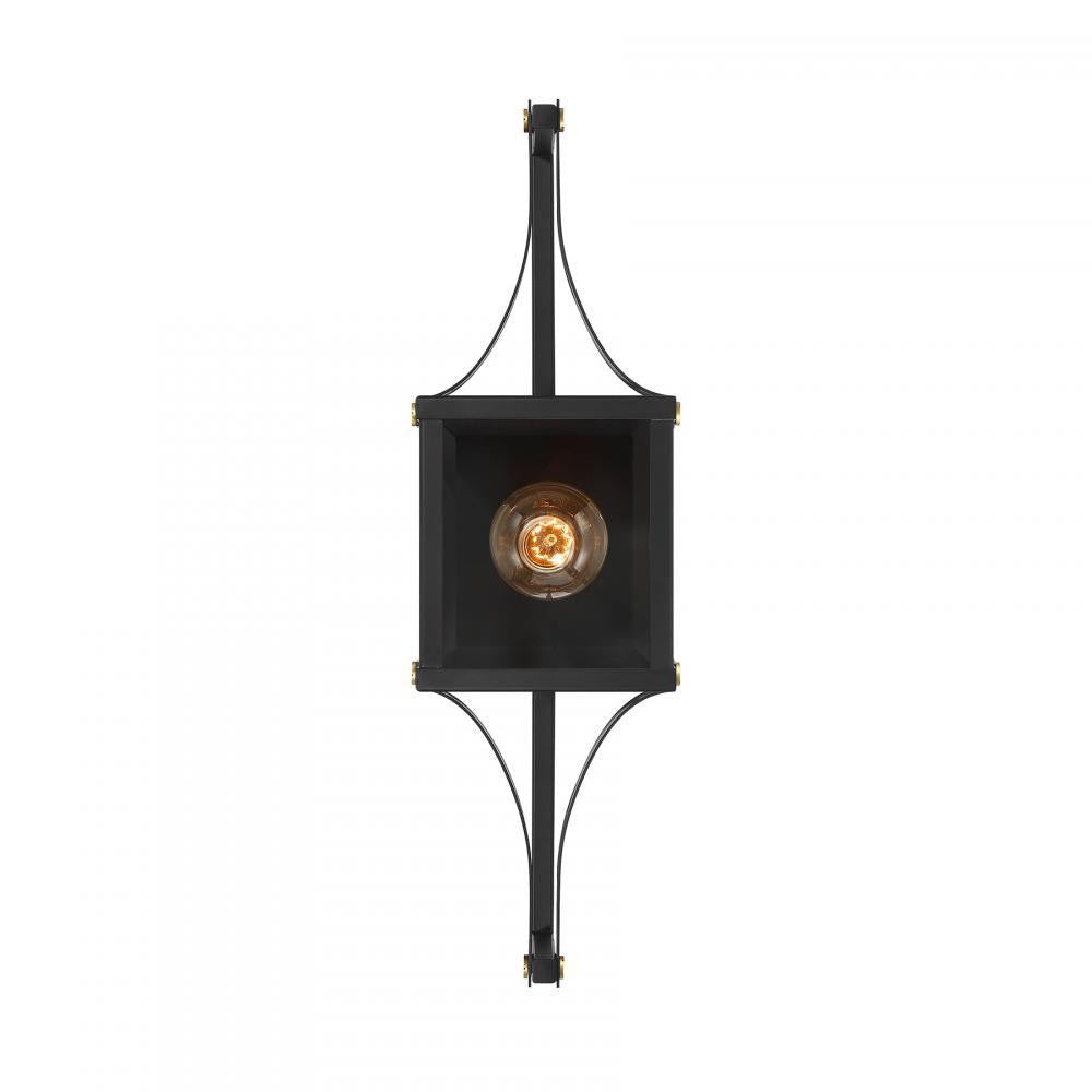 Savoy House Raeburn 1-Light Outdoor Wall Lantern in Matte Black and Weathered Brushed Brass, Savoy House 5-474-144 ALXK9